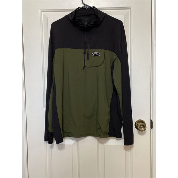 Drake Waterfowl 1/4 Zip Shirt Mens Large Black Green Pullover Base Tiny Flaw - Picture 1 of 9
